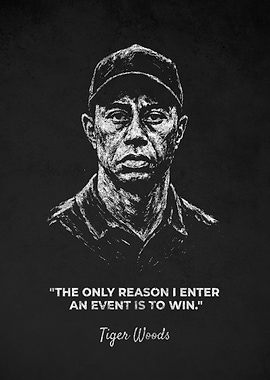 Tiger Woods Win Quotes Portrait Art
