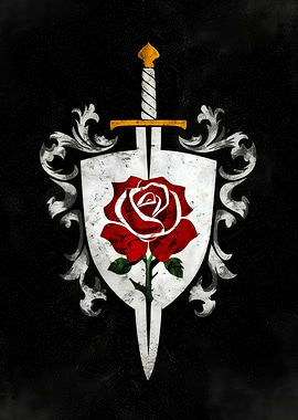 Sword, Shield, and Rose Emblem