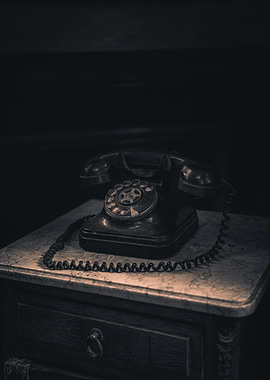 Vintage Rotary Phone on Marble Table