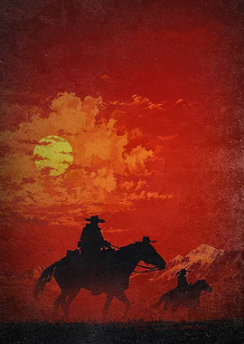 Western Riders at Sunset