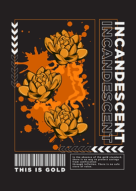 Incandescent Gold Floral Graphic Design