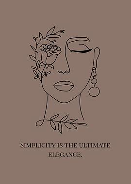 Minimalist Woman Line Art with Rose