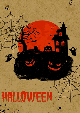 Halloween Spooky Scene Illustration