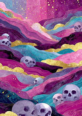 Skullscape: Abstract Mountain Range with Skulls