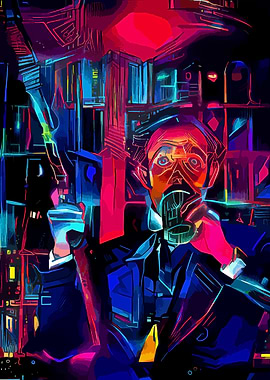 Cyberpunk Man with Gas Mask