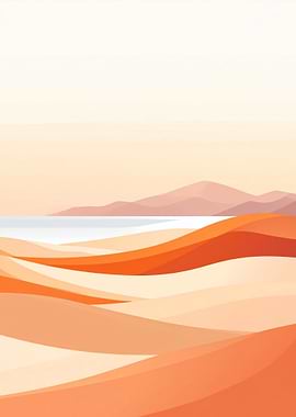 Minimalist Orange Desert Landscape