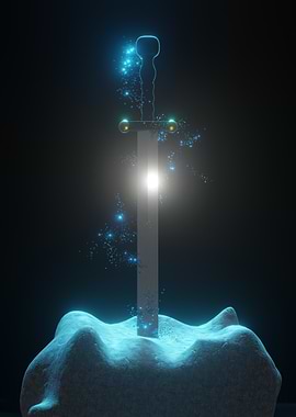 Sword in Stone with Magical Glow