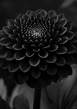 Monochrome Dahlia Flower Close-Up