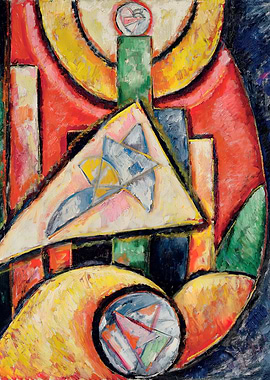 Abstract Geometric Painting with Triangle and Circle