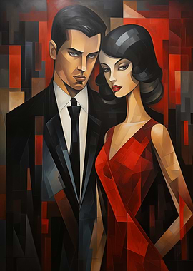 Elegant Couple Cubism Art