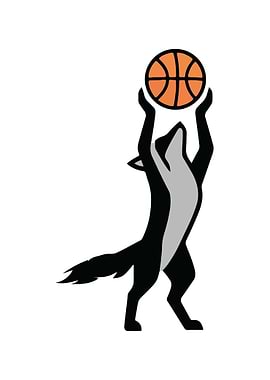 Wolf playing basketball illustration