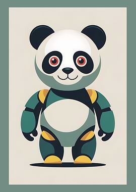 Cartoon Panda Robot Illustration