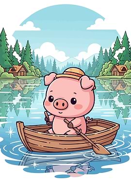 Cartoon Pig Boat