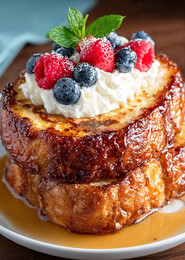 French Toast with Berries and Cream