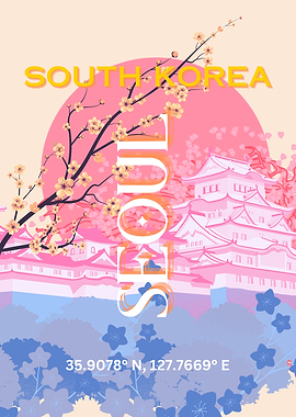 Seoul, South Korea Travel Poster