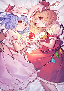 Anime Girls with Apple Illustration