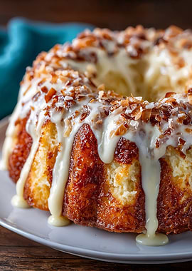 Coconut Bundt Cake with Creamy Glaze