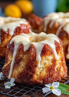 Mini Bundt Cakes with White Glaze