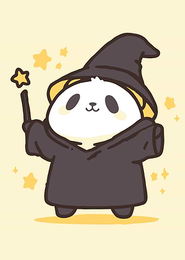 Cute Panda Wizard with Magic Wand