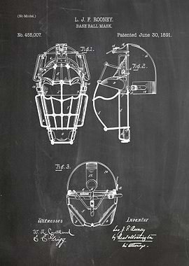 Baseball Mask Patent Drawing 1891