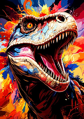 Colorful T-Rex Dinosaur Portrait