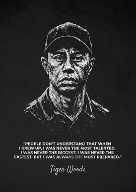 Tiger Woods Portrait with Prepared Quotes