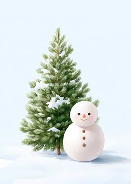 Snowman and Christmas Tree