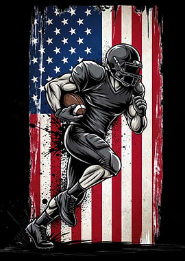 American Football Player with USA Flag