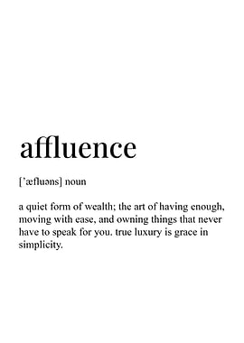 Affluence Definition Typography Art