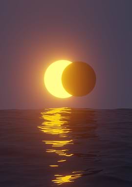 Solar Eclipse Over Water