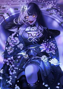 Anime Girl with Flowers and Centipedes