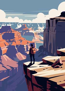 Grand Canyon Hiker Illustration