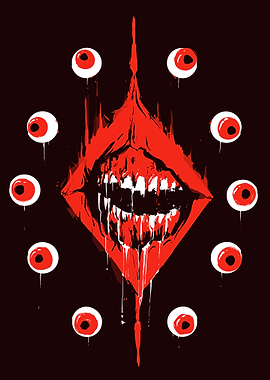 Red Mouth and Eyes Horror Art