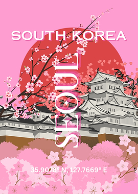 Seoul, South Korea Cherry Blossom Art