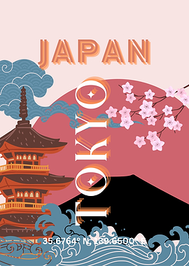 Japan and Tokyo Travel Poster