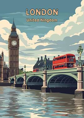 London Travel Poster with Big Ben
