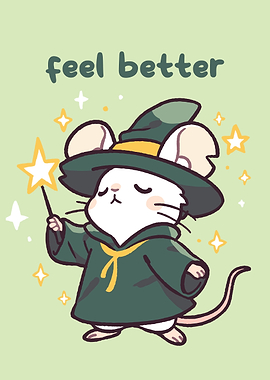 Cute Mouse Wizard Feel Better Card
