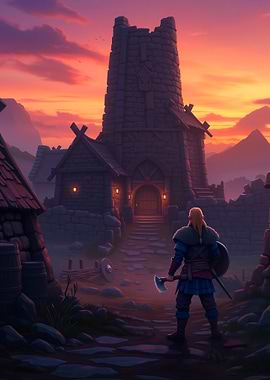 Viking Warrior at Stone Tower