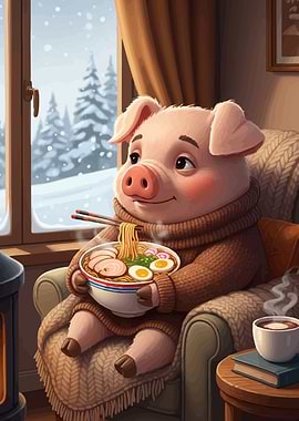 Cozy Pig Ramen Winter