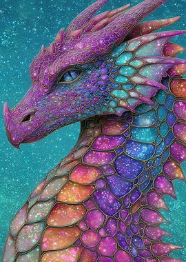 Colorful Dragon with Galaxy Scales
