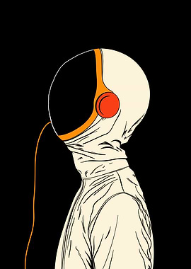 Astronaut with Headphones Illustration