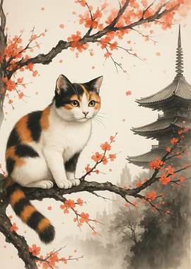 Cat in Japanese Garden