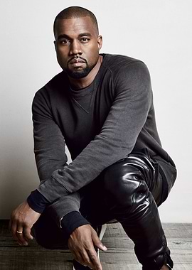 kanye west portrait in leather pants