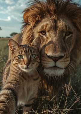 Lion and Cat Selfie
