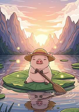 Pig Lily Pad Sunset
