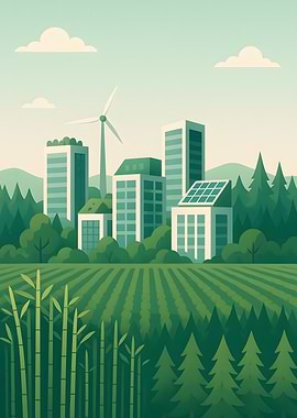 Sustainable Cityscape with Renewable Energy