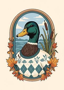 Mallard Drake in Autumn Argyle