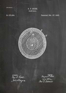Baseball Patent Drawing - B.F. Shibe, 1883