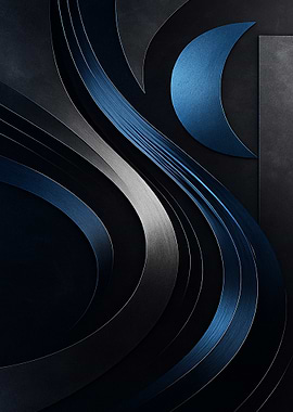 Abstract Metallic Curves in Blue and Gray