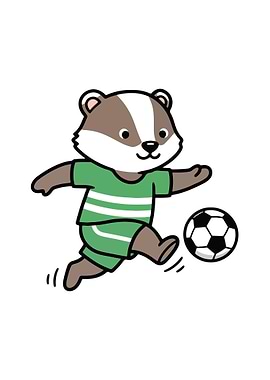 Cartoon Badger Playing Soccer